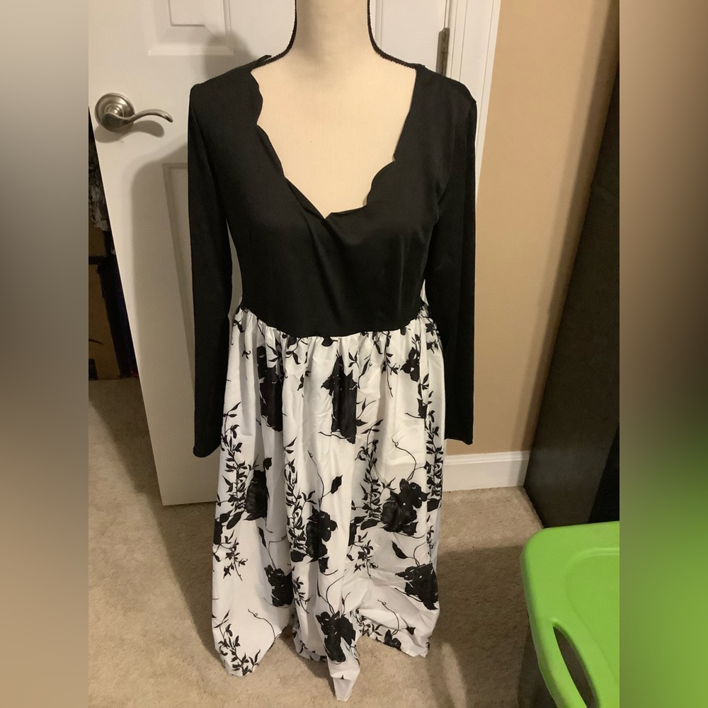 Black and white floral dress